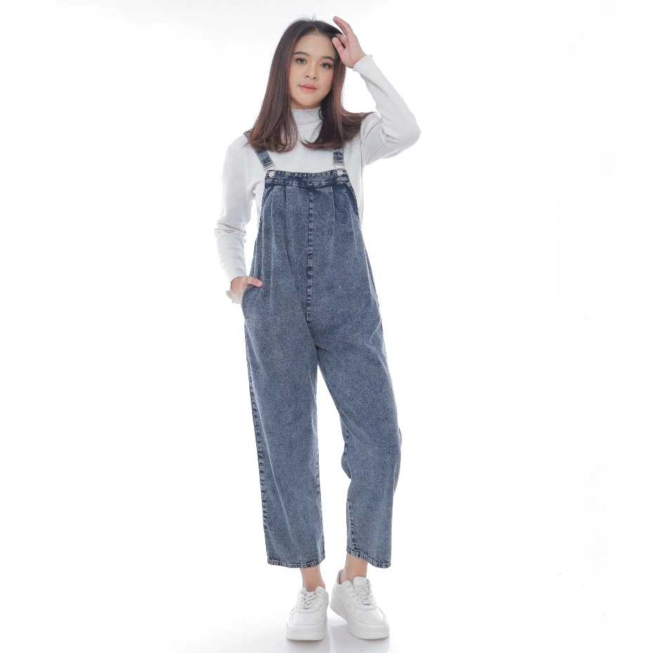 Jumpsuit Jeans Wanita Dewasa Overall Celana Denim Outfit Korean Style Gaya Casual Musim Panas