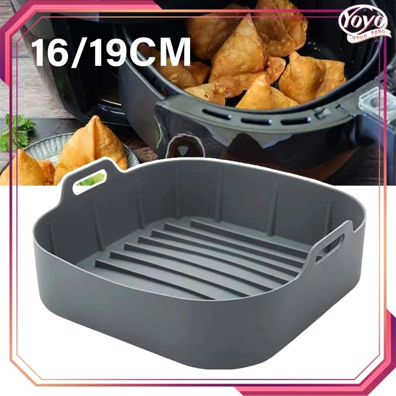 Air Fryer Pot Silicon Anti Lengket Air Fryer Tray Silikon Tahan Minyak Wadah Silikon Airfryer