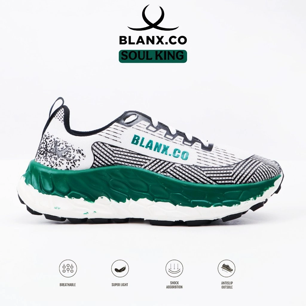 BLANX.CO - Soul King Putih Hijau - Sepatu Lari Pria | Running Shoes Sepatu Olahraga Pria