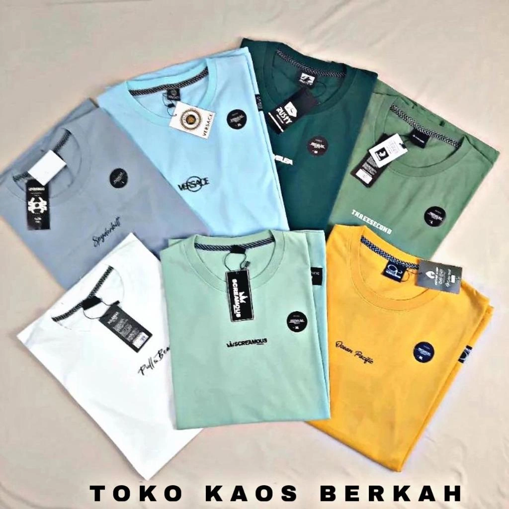 4 PCS 100 RB Kaos Branded Distro Pria Wanita Semi Katun 24s Size M-L-XL-XXL-XXXL...