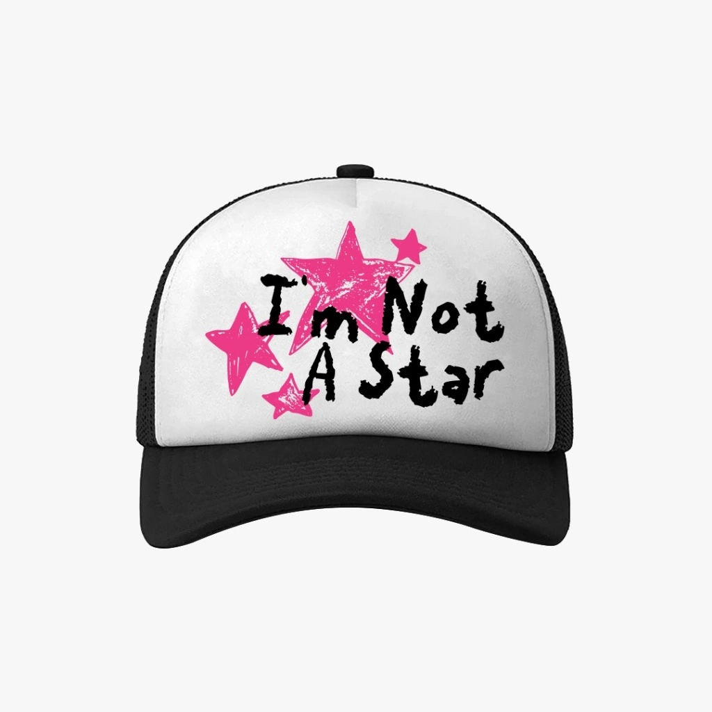 Inefable Hat Trucker Corduroy I'm Not Star Topi Jaring Hitam Putih Unisex
