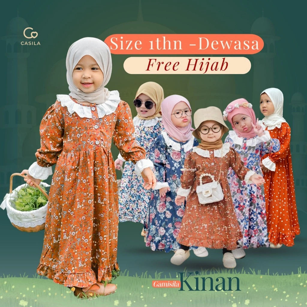 CASILA Dress Anak Motif - Gamisila Kinan |  Dress Umroh Anak Premium Set hijab