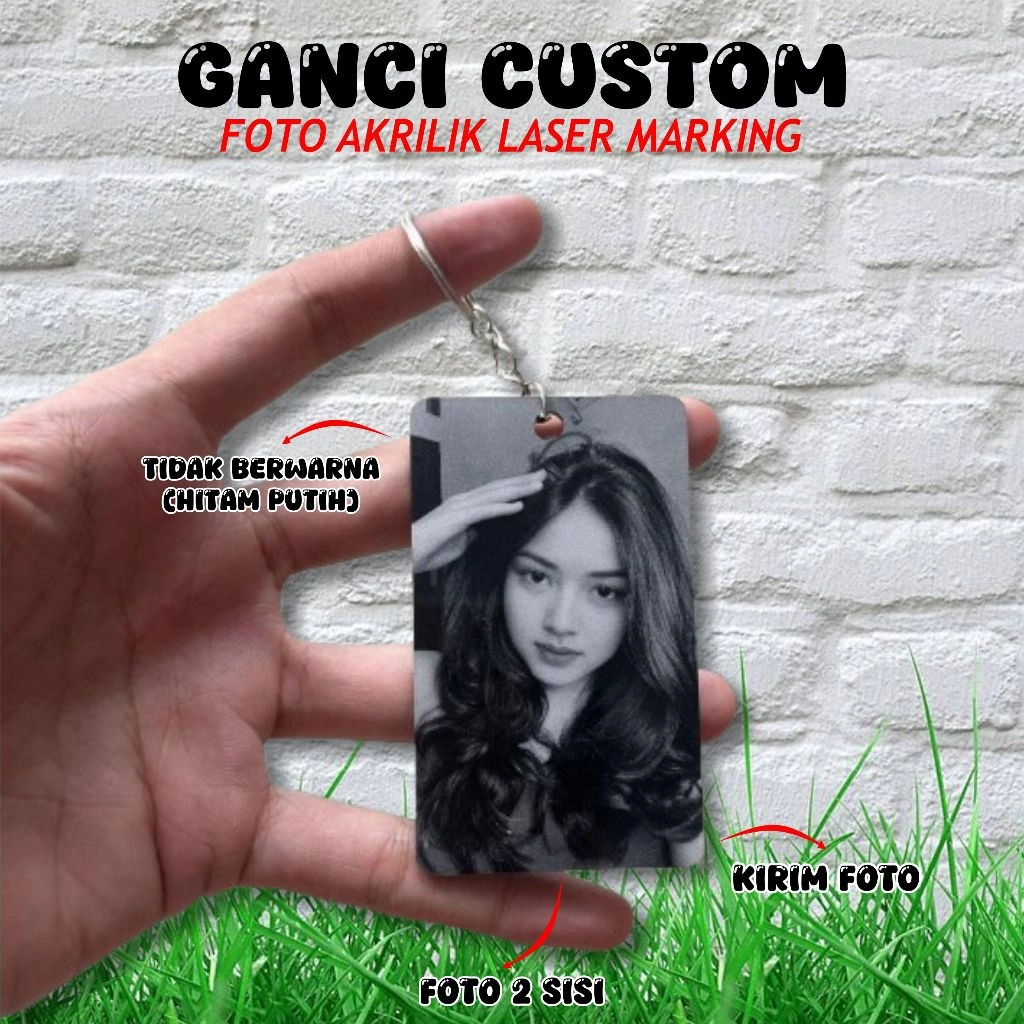 custom gantungan kunci akrilik PAKAI FOTO SENDIRI Ganci akrilik foto sendiri cetak Lasar Marking 2 sisi Terbaru