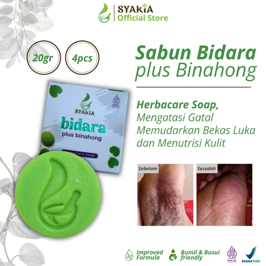 SYAKIA Sabun Bidara plus Binahong 20gr 4pcs Original | Sabun Gatal Eksim