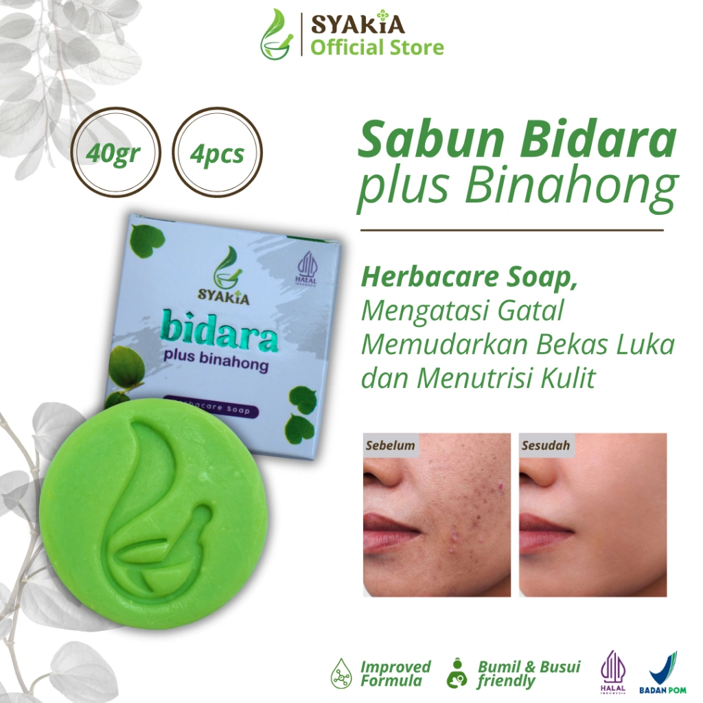 SYAKIA Sabun Bidara plus Binahong 40gr 4pcs Original | Sabun Gatal Seluruh Tubuh
