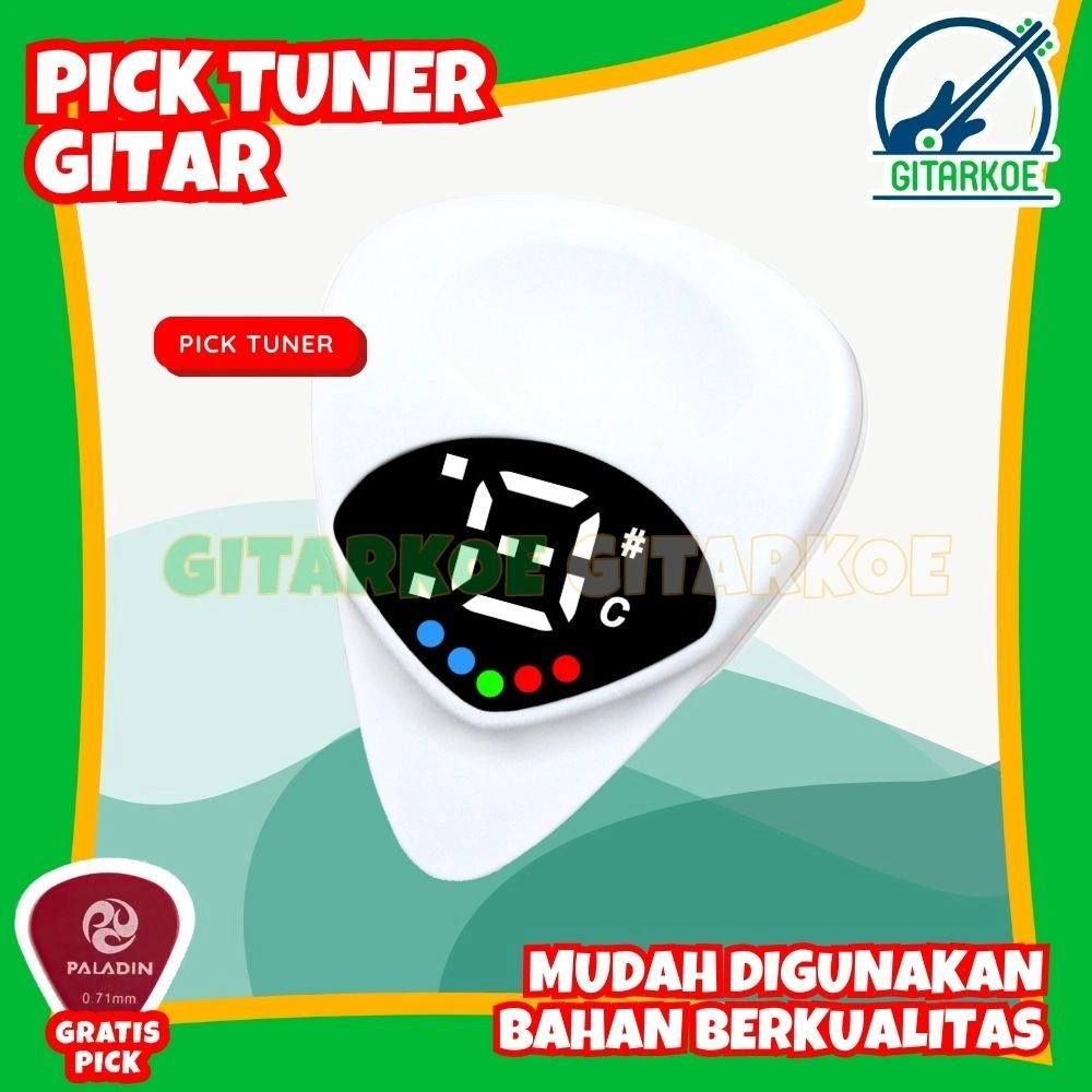 Tuner Pick Gitar Otomatis Multifungsi 2 in 1 Gitar Akustik Ukulele dan Alat Musik Petik Lainnya