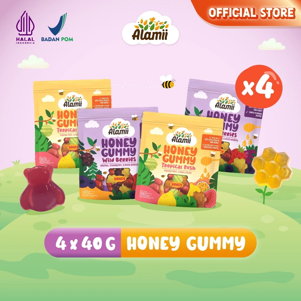 Alamii Honey Gummy - Bundle isi 4 x 40g / Mix Varian