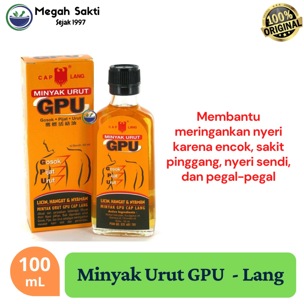 Megah Sakti - Gpu Minyak Urut Lang 100 mL - Pereda Nyeri Otot Dan Sendi