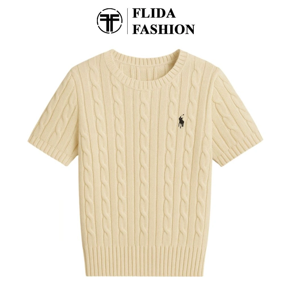 FLIDA FASHION Wanita Rajut Sweater dengan Pola Korden, Kemeja Round Neck dan Fitting Langsing B03