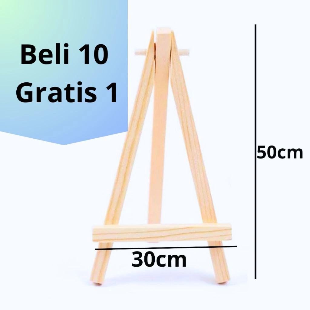 Stand Poto Kayu Tripod Tinggi 50cm Holder Mini Easel Stand Foto Kanvas Lukis Sandaran Hp