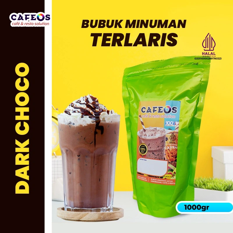 CAFEOS Bubuk Minuman Coklat Kekinian Aneka Rasa Dark Choco 1 KG Tanpa Gula Tambahan