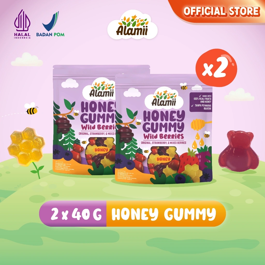 Alamii Honey Gummy - Bundle isi 2 x 40g / Wild Berries