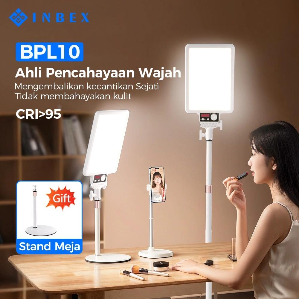 [k] INBEX BPL10 Lampu Panel 3 Warna Kecerahan Kontent Kreator Ring Light Streaming Langsung/Tata Rias/Video