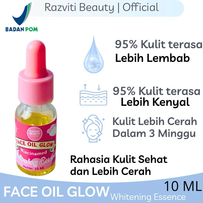 Razviti Beauty Face Oil Glow Membantu Mencerahkan Kulit Wajah, Wajah Tampak Glowing