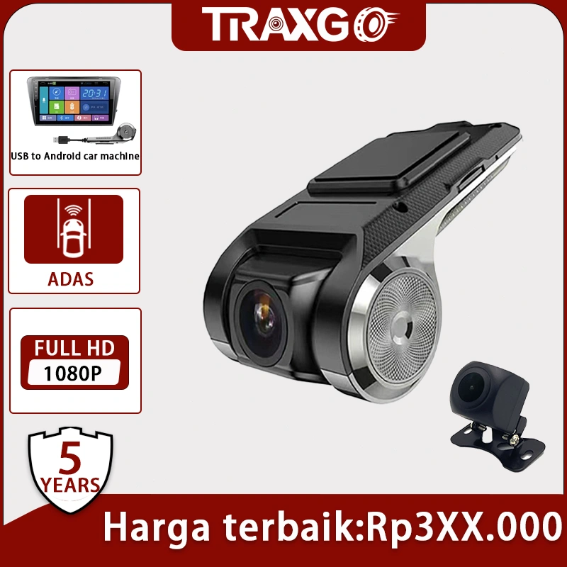 S2 Dash Cam-Channel Dual 1080p + Lensa Penglihatan Malam Definisi Tinggi + ADAS Berkendara Bantuan + Koneksi USB Mesin Mobil Android Dash Cam 1080P HD Kamera DVR Mobil WiFi dengan ADAS Perekam Video USB untuk Radio Mobil Android, Lensa Wide 170°