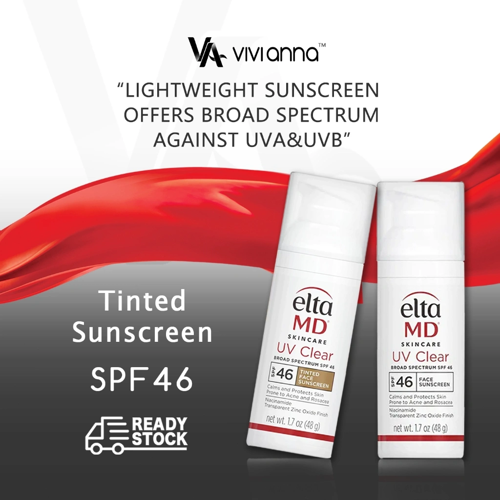 [FLASH SALE] USA Elta MD Sunscreen,  EltaMD SPF 46 UV Clear Facial Sunscreen Tinted, Elta MD Oil Free Sunscreen with Zinc Oxide Niacinamide 48g