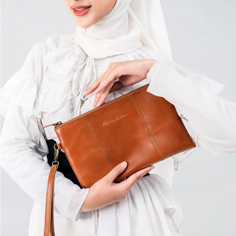 Kenes Leather Clutch Tas Tangan Unisex Kulit Asli IDOLA - Free Gravir Nama