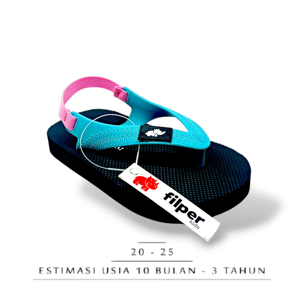 Sendal japit let anak perempuan, sendal jepit anak usia 1 2 3 tahun flipper, hitam X tosca pink