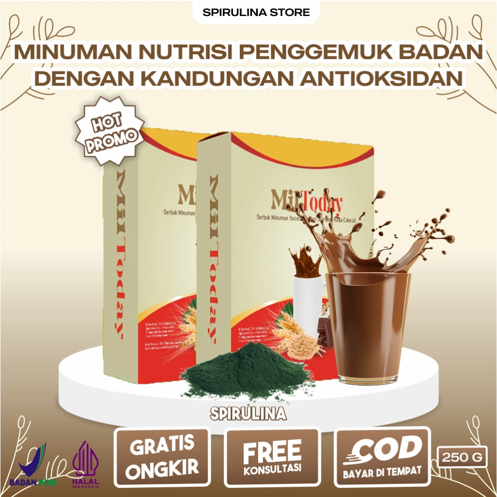 Paket 2 Box Miltoday Minuman Nutrisi Penggemuk Badan Untuk Tubuh Ideal + Spirulina Kaya Antioksidan