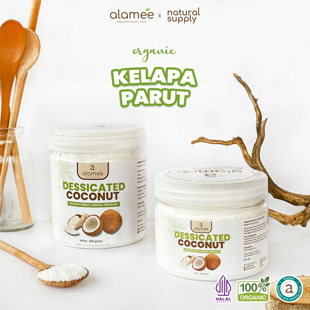 ALAMEE Dessicate Coconut Kelapa Parut Kering Coconut Flakes Topping Kue Kelapa Kering 200gr