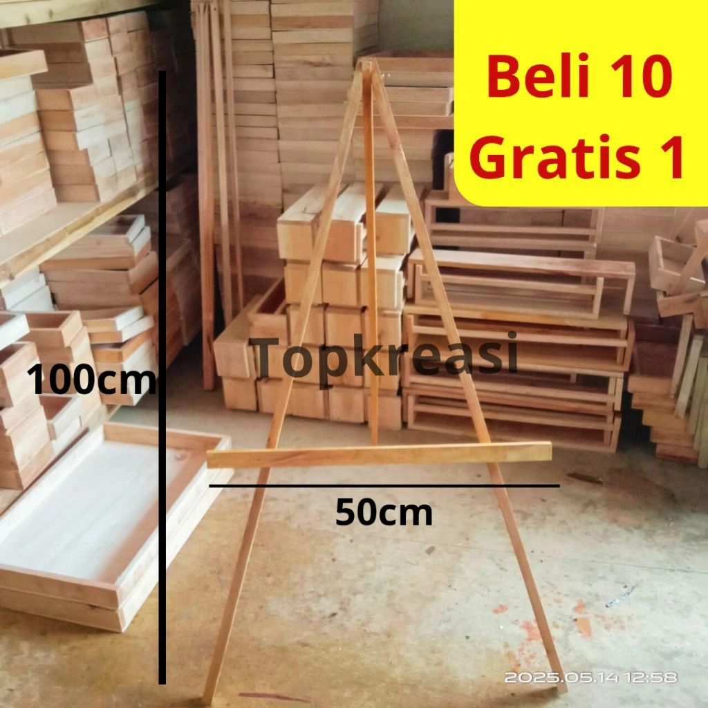 Standing Poto Kayu Tinggi 100cm/Tripod Stand Foto Wooden Frame Easel