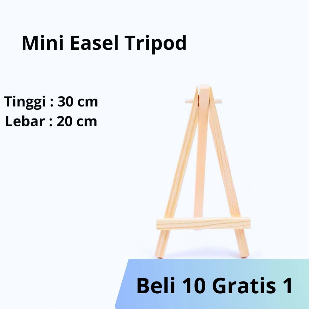 Stand Poto Tripod kayu Tinggi 30cm Holder Mini Easel Stand Foto Kanvas Lukis Sandaran Hp