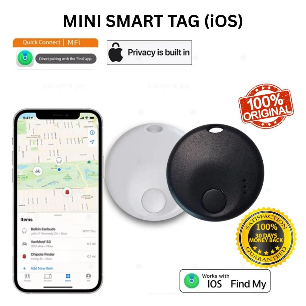 Mini Smart Tag, Bluetooth Luggage Tracker. Works with Apple Find My (iOS Only) IP65, Item Locator for Key, Luggage, Backpack (BNIB)