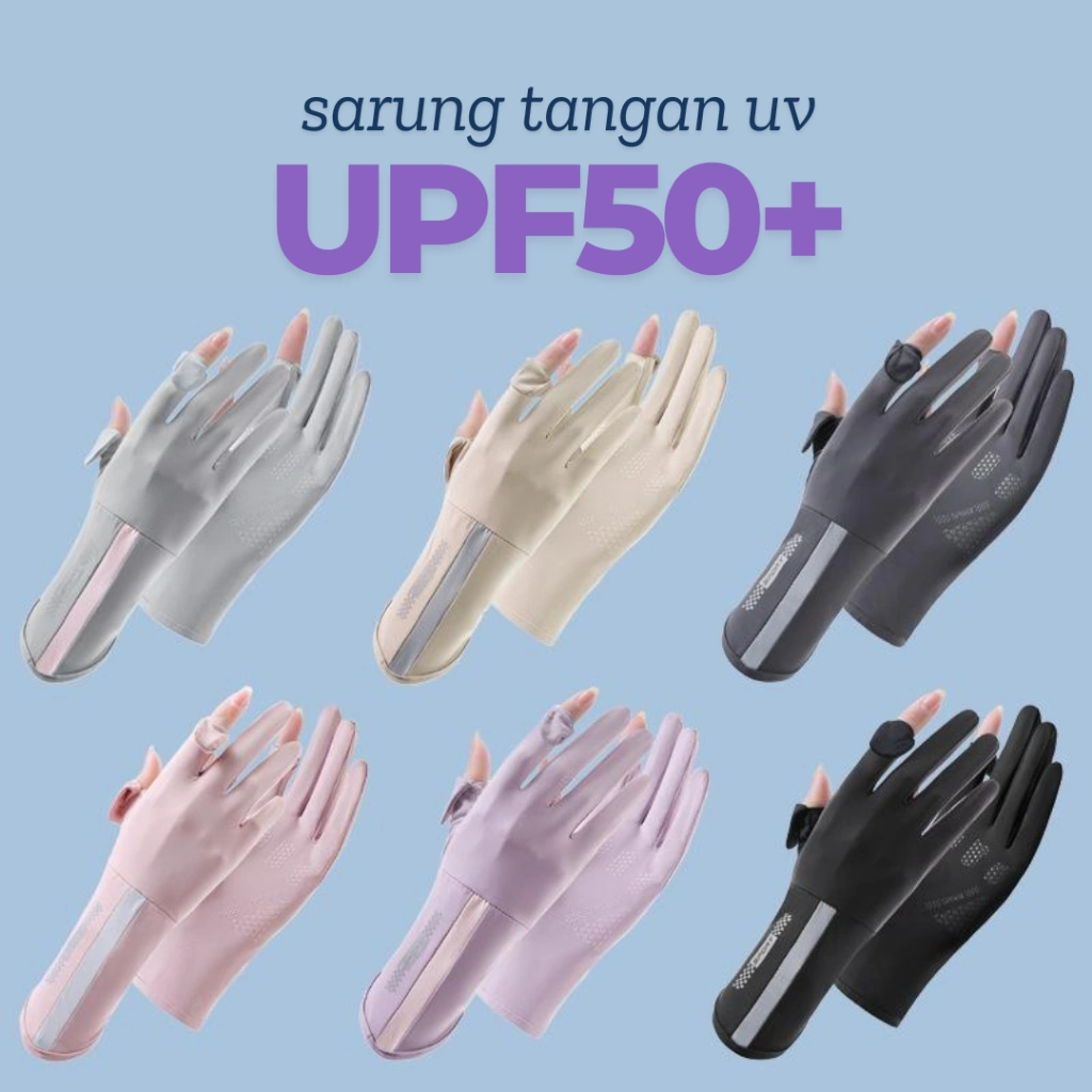 SPF50+ Sarung Tangan Jari Terbuka Motor Wanita Anti UV Protection FS0706