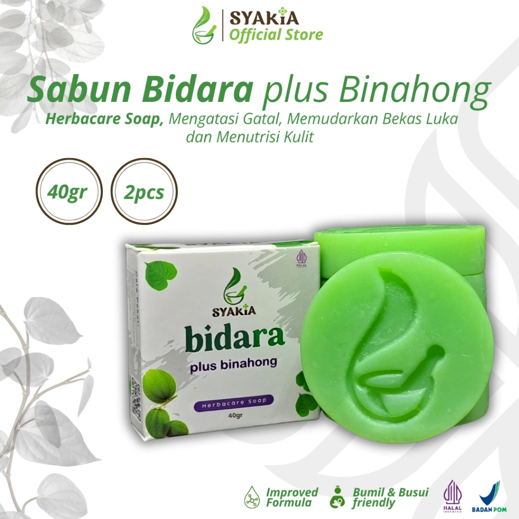 SYAKIA Sabun Bidara plus Binahong 40gr 2pcs Original | Sabun Gatal Penghilang Bekas Luka