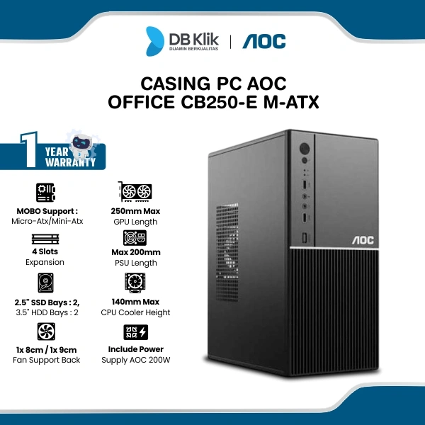AOC Casing PC Office CB250-E m-ATX include PSU 200W