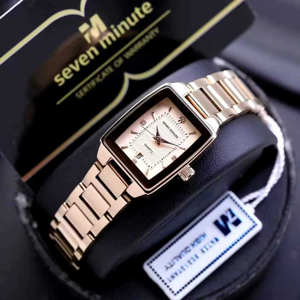 JAM TANGAN WANITA ORIGINAL SEVEN MINUTE RANTAI ANTI KARAT TANGGAL AKTIF DS-9990
