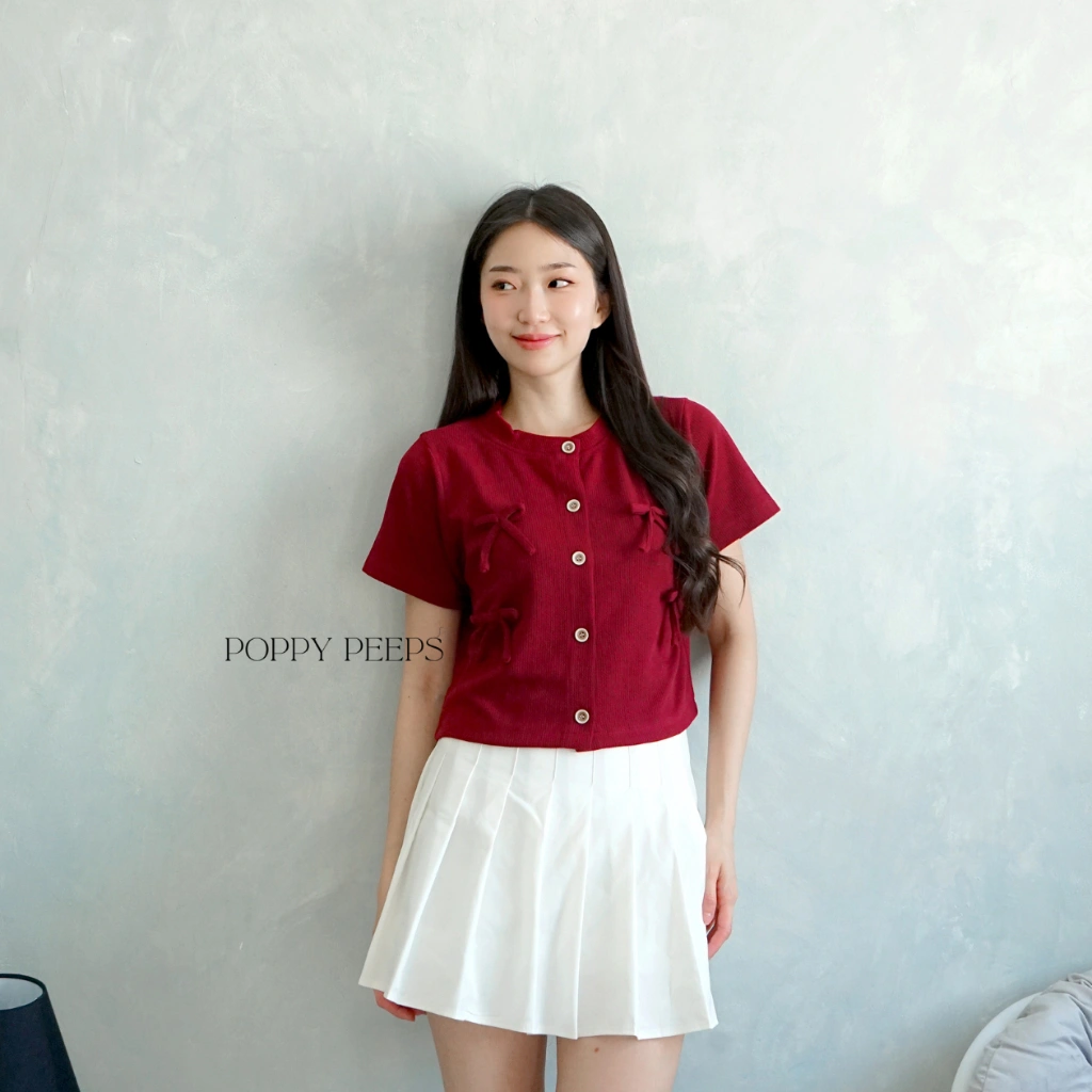 [ Poppypeeps ] TORY TOP / Top Basic Knit / Atasan Rajut / Blouse Wanita / Baju Pita Ribbon Wanita