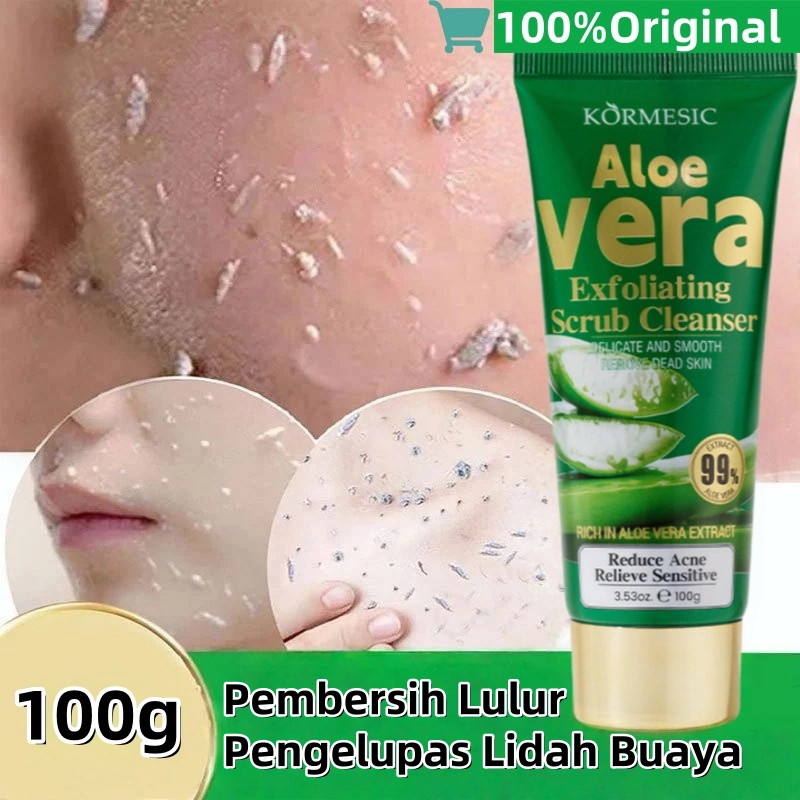 【100% Original】Aloe Exfoliate Peeling Gel 100g Facial Glowing Blackhead Cleaner Aloe Vera ExfoliatingMenghilangkan Kulit Mati Kulit Wajah Exsfoliasi Exfoliating Whitening Gel