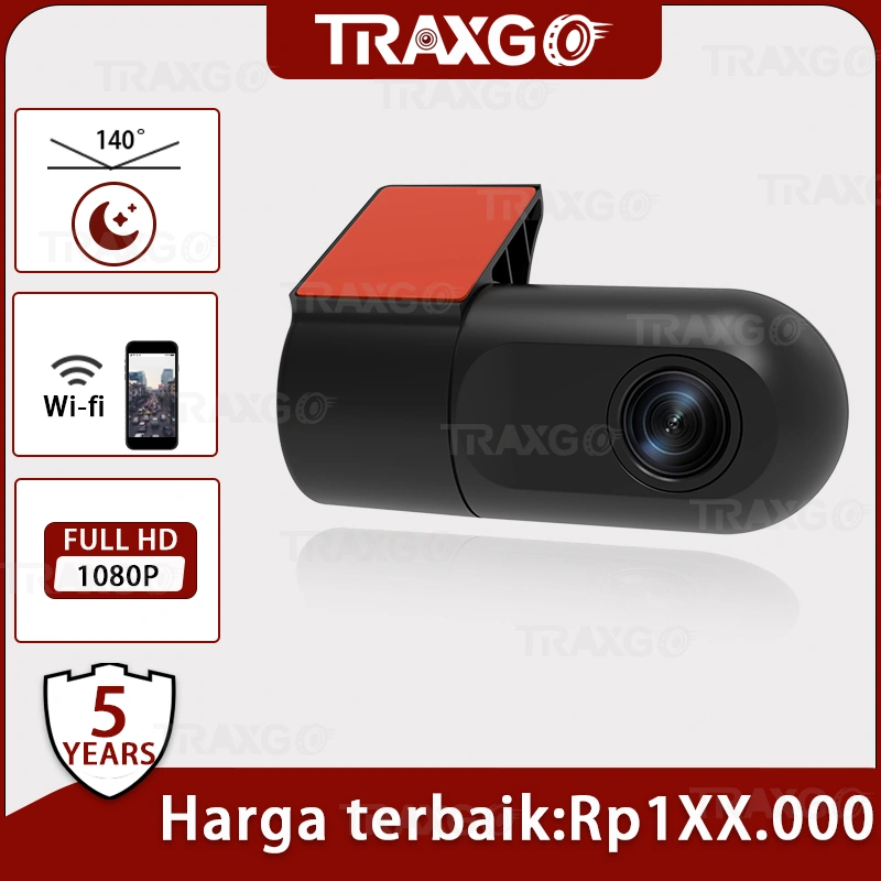T1 Dash Cam Mobil - WiFi 1080P Full HD, APP Real-Time, Night Vision, Loop Recording, Park Monitor