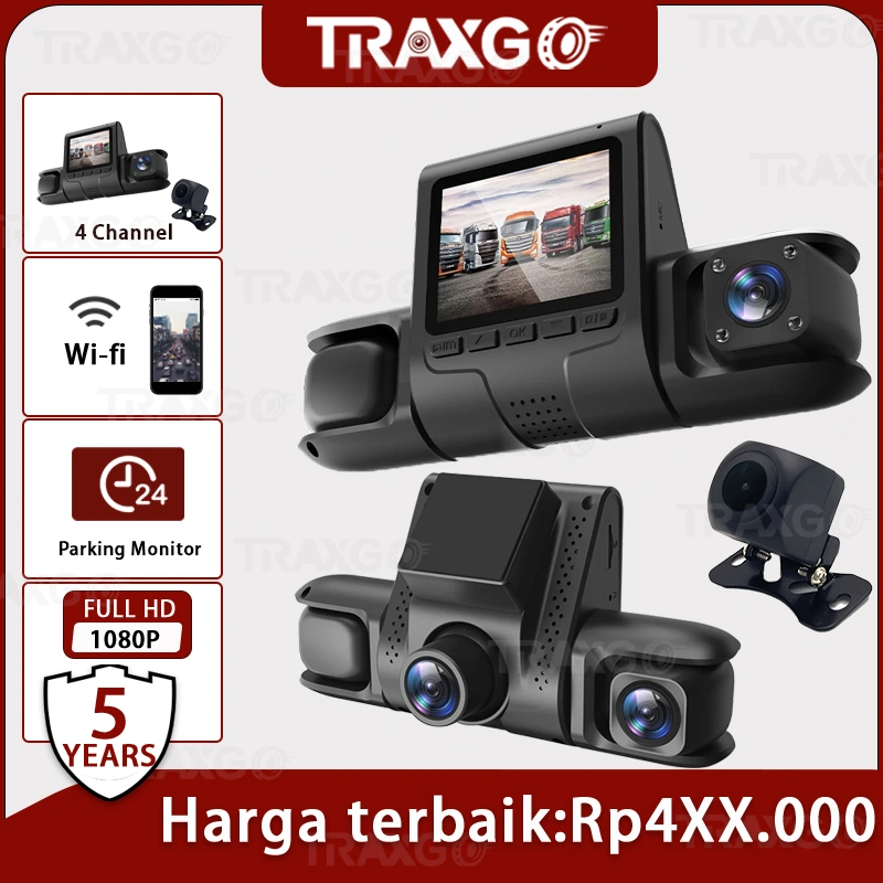 D433 Dash Cam Car Four Camera-Real 1080p FHD + Pemantauan Parkir 24 Jam + Kontrol Koneksi WiFi Seluler + GSensor + IPS 2.4 Layar 4 Channel DashCam Untuk Perekam Video Kamera Mobil Dashcam DVR DVR Kotak Hitam Dvr Lensa 24 Jam K
