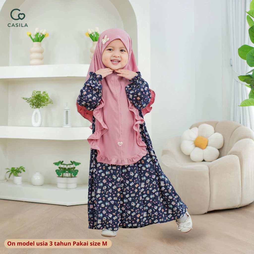 CASILA JENNA - Gamis Anak Umroh Motif eksklusif Casila | Gamis Anak Mengaji | Gamis anak Balita