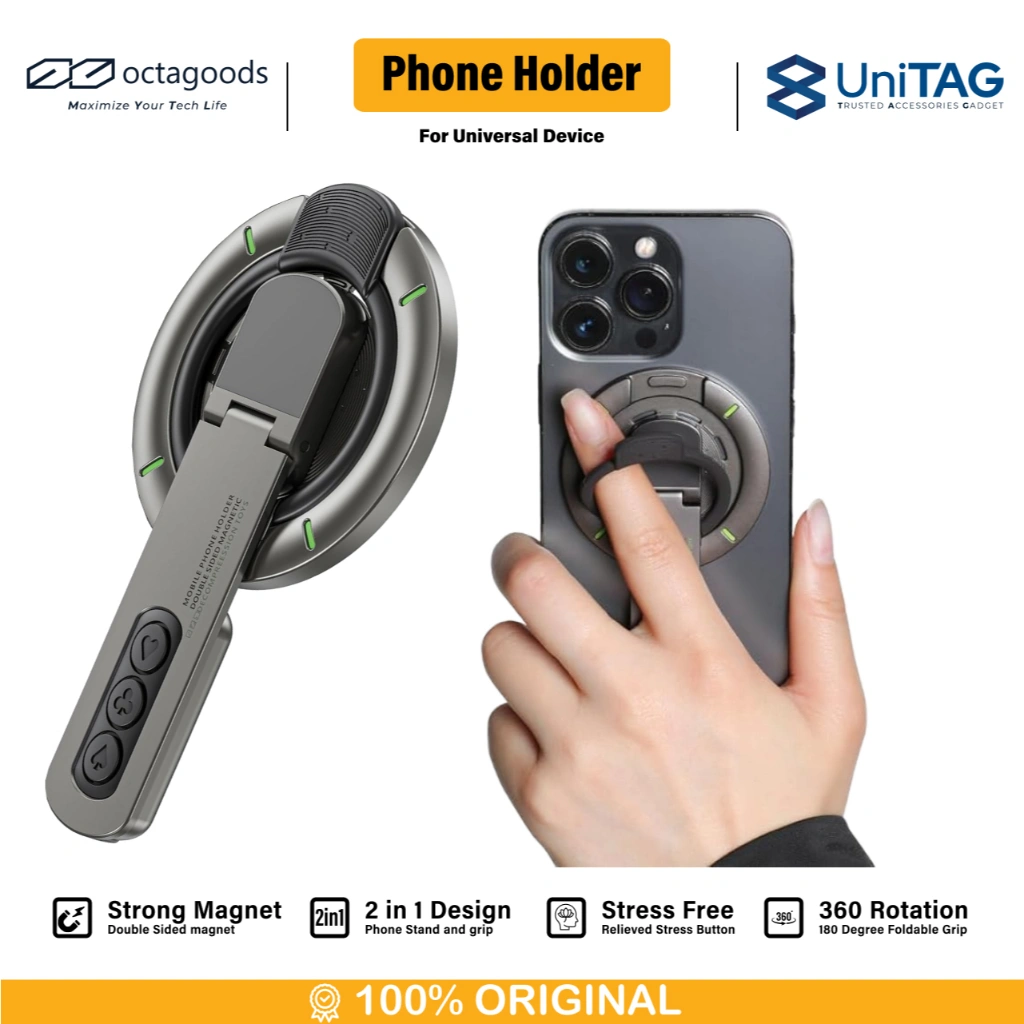 Kickstand Phone Holder Magnetic Octagoods Ring Stand iPhone Samsung 2in1 Stand Finger Grip Compatible Magsafe