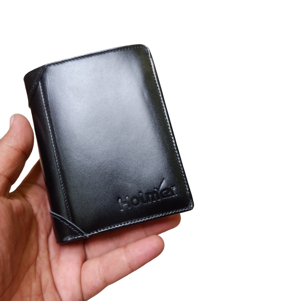 Dompet Kulit Lipat 3 Polos Bahan Kulit Sapi Asli untuk Pria - Kartu