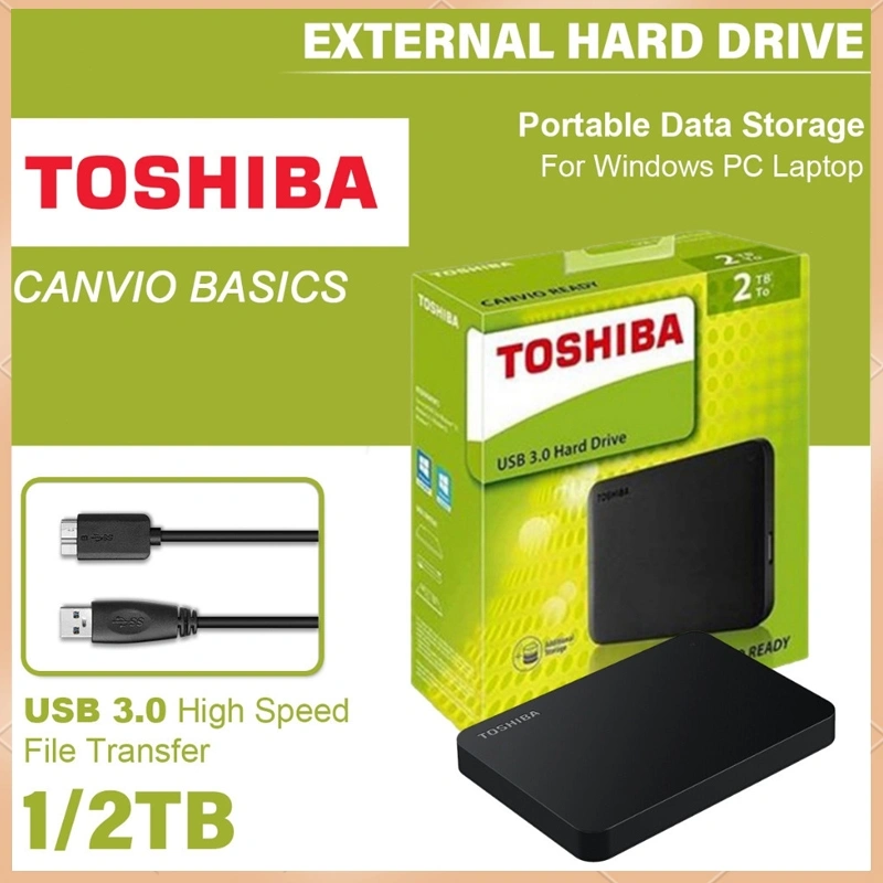 【Pengiriman Lokal】 Hard Disk Eksternal Toshiba 1TB 2TB USB 3.0 Hard Disk Eksternal PORTABLE Hard Disk Canvio Hard Disk Portabel