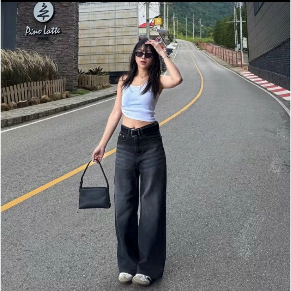 (UNISEX) Highwaist Oversize Baggy Loose Weekend Jeans KOREAN STRAIGHT JEANS Baggy Jeans - Celana Jeans Wanita Beggy pants Hitam Retro Terbaru - Celana Baggy Jeans Retro Gombrong Reguler Loose Wanita Kekinian Panjang Highwaist Baggy Jeans Hangover Wanita