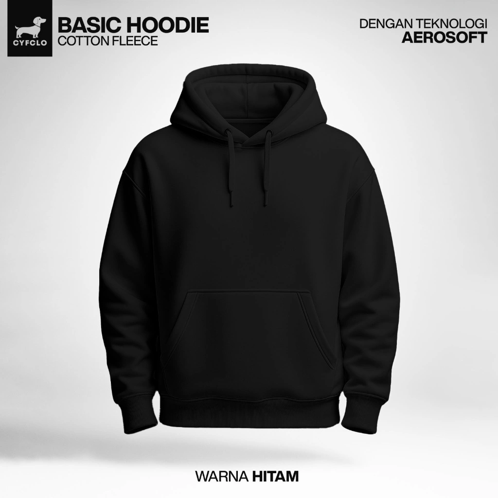 CYFCLO Hoodie Fleece Katun Polos-Tebal dan Hangat | Basic Plain Hoodie