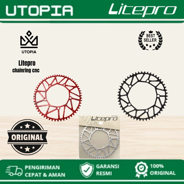 Chainring Sepeda Lipat Litepro Ultralight BCD 130 Black Folding Bike Sepeda Lipat 56T / 58T