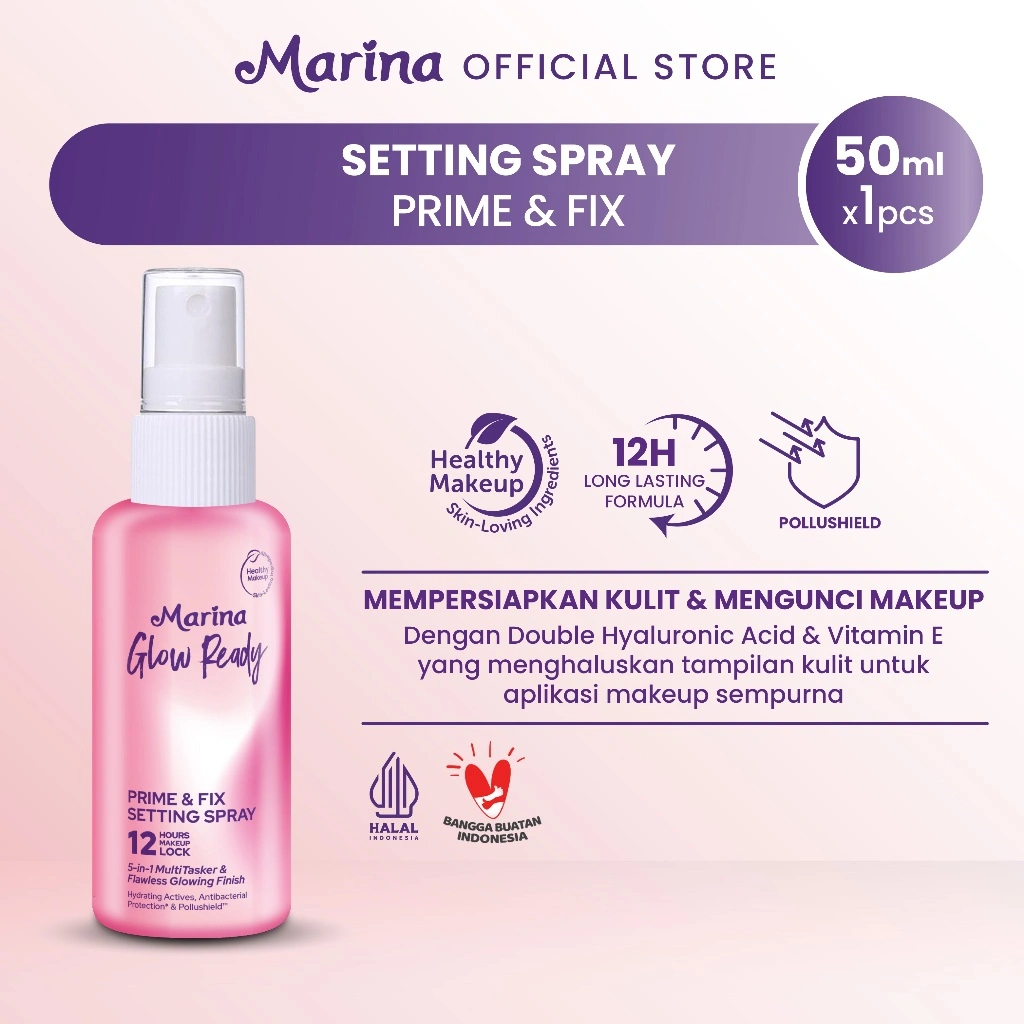 Marina Glow Ready Prime & Fix 5-in-1 Multitasker Setting Spray [50ml] - Exp : 07.2027
