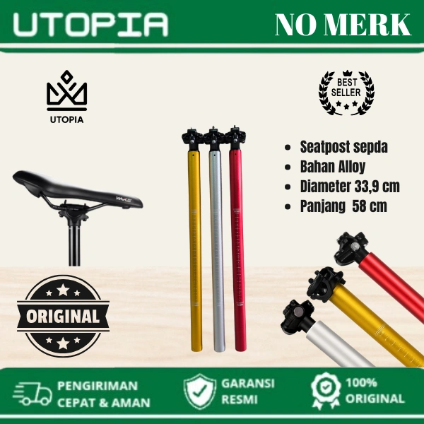 ( CUCI GUDANG ) Seatpost 33,9 mm tiang sadel alloy 33.9 mm panjang 58 cm sepeda MTB, lipat