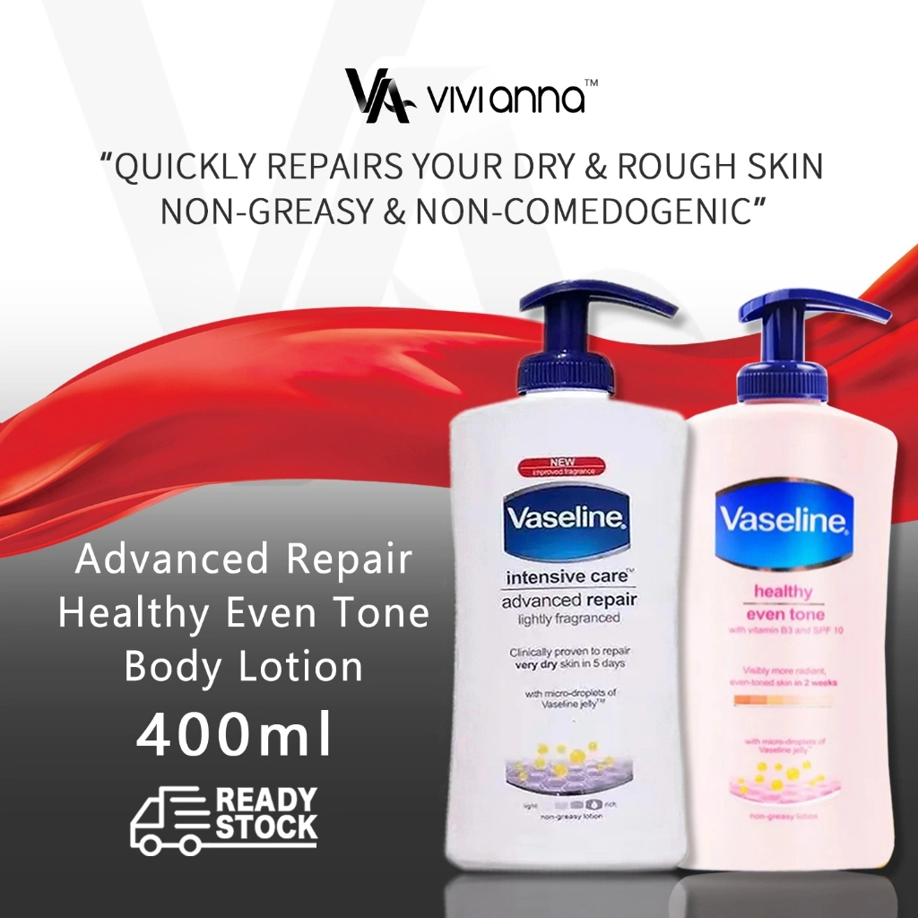⚡FLASH SALE⚡Vaseline Body Lotion 400ML, Losyen Vaseline Badan Pemutih Pelembap, Gluta Hya Whitening Moisturizer, Daily Healthy Even Tone, Melembapkan, Mencerahkan Meratakan Warna Kulit, Losyen Besar Vaseline untuk Kulit Glowing Sehat