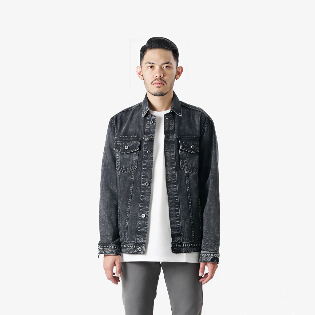 Rockline Jacket Denim Retro Snow Black
