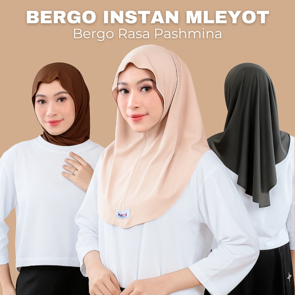 Rumi Official - Jilbab Bergo Instan Meleyot 2in1 Plus Inner Ayesha Jilbab Hamidah Rasa Pashmina Instant Sport Flowy Size M Hijab Sporty Olahraga Mleyot Bando Trendy Viral By Rumi Hijab