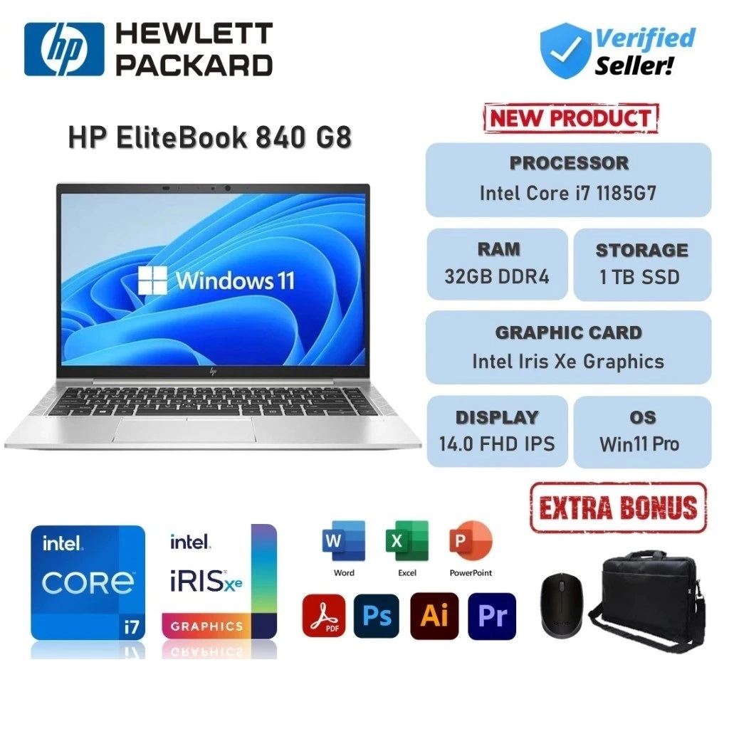 Laptop HP Elitebook 840 G8 Intel Core i7 1185G7 RAM 32GB 1TB SSD 14.0 FHD IPS - Windows 11pro
