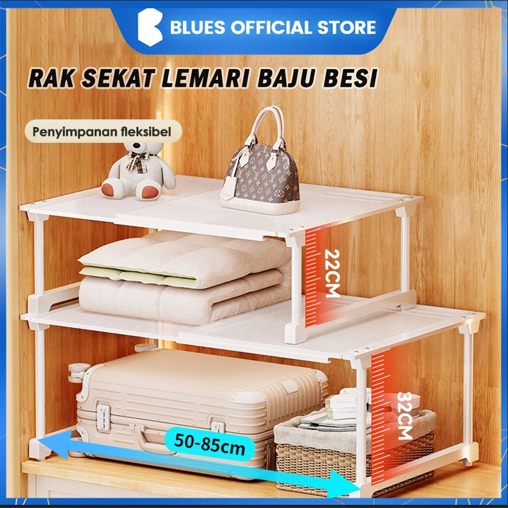 Rak Sekat Lemari Baju Besi Partisi Lemari Adjustable Rak Devider Pakaian Ambalan Kabinet Aesthetic