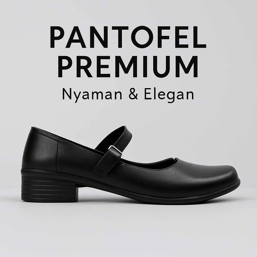 Sepatu Pantofel Hitam Wanita Paskibra Hak 3cm Sekolah Kerja Kantor Guru Formal